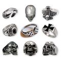 Totenkopf Finger-Ring Edelstahl Bandring Freimaurer Templer Herren Biker 