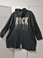 52 54 56 italy Leo Rock Goldprint Sweatjacke Hoodie Zipper lang schwarz NEU