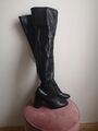 zara 60s 70s overknee stiefel mit rundem absatz blockabsatz kunstleder