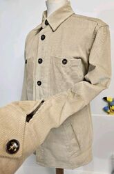 Percival Shacket - Herren Oversized Heavy Cotton Beige Cord Shirt/Jacke UK Med