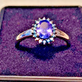 AA Tansanit und blauer Diamant-Ring, 925 Silber platiniert ca. 1,19 ct Gr. 20