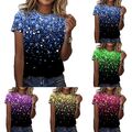 Mode Neu Frauen-Print-Tops T-Shirt Übergröße Bequem Bluse Damen Kurzarm