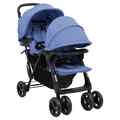 Geschwisterwagen Zwillingswagen Babywagen Kinderwagen Baby Buggy Stahl vidaXL