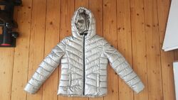  Mädchen Puffer Steppjacke Gr 152 Silber  Logodetails