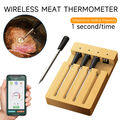 Kabellos Grillthermometer 4-Sonde Bluetooth Fleischthermometer Ofen Smoker Grill