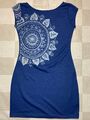 Desigual Damen Blau Geometrisches Kleid Kurzarm Größe Medium Large