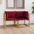 Gartenmöbel Kissen Lounge Sitzgruppe Sofa Hocker Kiefernholz Imprägniert vidaXL