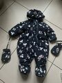 Baby Mädchen Jungen Overall Twinnies Gr. 74 Blau Fäustlinge Kapuze