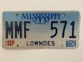 original Licence Plate USA - Mississippi (Lowndes County)