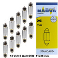 10 Stück 12V 5W Narva Soffitte Birne Glühlampe 11 x 38 mm SV8,5 C5W   N239