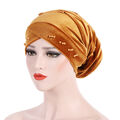 Frauen Damen Kopftuch Kappe Perle Perlen Turban Hut Slouchy Baggy Hüte elastisch