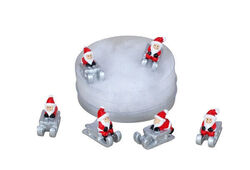 Nikolaus / Weihnachtsmann mit Schlitten in PVC-Box 6er-Set h=2,5cm l=3,4cm Deko