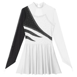 Damen Langarm Ballettkleid Eiskunstlauf Kleid Ballettkleidung Tanzkostüm Leotard