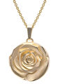 TRENDOR Schmuck Halskette mit Rosen-Medaillon Gold auf Silber 925 15068