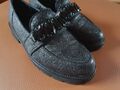 Gabor Glitter Slipper Mokassin Loafer schwarz Leder 38 (Gr 5) wie neu