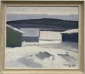 Knud Horup 1926-1973 Wintertag Fischerhäuser am Meer Modern Danish Midcentury 