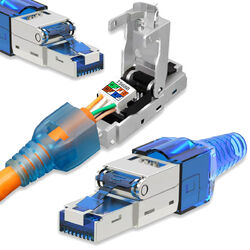 Netzwerk Stecker RJ45 Cat7 CAT8 LAN Netzwerkstecker Werkzeuglos geschirmt Metall⭐bis 40 Gbit & 2000 MHz⭐GESCHIRMT⭐WERKZEUGLOSE MONTAGE⭐