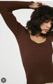 Warehouse gemischte Rippenschaufel Hals Strick Pullover in Choc braun. UVP £42 BRANDNEU MIT ETIKETT groß