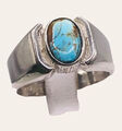  Natürlicher persisch blau türkis oval massiv Sterling 925 Silber Uni-Sex Ring 8,5