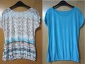 2er-Pack Damen T-Shirt Lascana Gr. S/36 türkis / weiß Gummizug am Saum