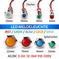 LED Signallampe Meldeleuchte 6-22mm Signalleuchte KFZ Kontrollleuchte 3V-220V