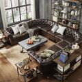 XXL Big Chesterfield Wohnlandschaft Couch Sofa Polster Eck Sitz Leder Garnitur