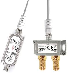 20dB Sat Verstärker + 2-Fach Antennenverteiler Splitter 3D 4K HDTV DVB-S2 Weiche