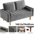 2 Sitzer Sofa Couch mit 2 Wurfkissen Modern 2er Gästesofa mit Armlehne Loveseat