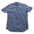 Gant Hemd Herren L Blau Kariert Kurzarm Button Down