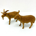 2 Krippenfiguren Holz geschnitzt natur Schaf und Ziege 20 - 22 cm Reihe