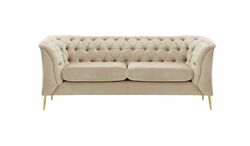 -42% CHESTERFIELD "M" SET 3 SITZER SOFA SESSEL HOCKER SAMT STOFF GARNITUR GOLD !