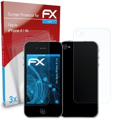 atFoliX 3x Displayschutzfolie für Apple iPhone 4 / 4s Schutzfolie klar Folie