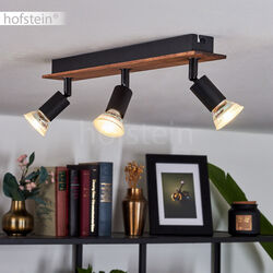 3-Flammig Decken Lampe Verstellbar Holz Wohn Schlaf Zimmer Leuchte schwarz/braun