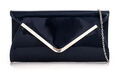 Damen Lackleder Umschlag Clutch Kette Hochzeit Handtaschen Party Abend UK