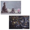 2er-Set Leinwandbild, LED-Bild Leuchtbild Wandbild 40x60cm, Timer, Buddha/Kerzen