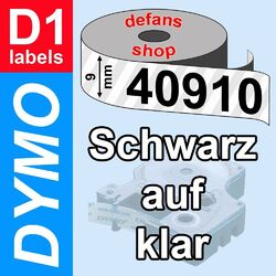 DYMO D1 Schriftbandkassette 40910 schwarz auf klar 9mm clear S0720670 ORIGINAL