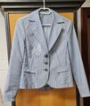 Steilmann Damen Sommer Blazer Jacke Gr. 38 blau weiß gestreift maritim neuwertig