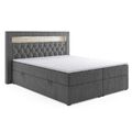 Boxspringbett Denver mit Bettkasten und LED 180x200cm Webstoff Anthrazit Bett