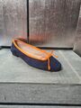 Blaue SANDRA MORALES Ballerinas Gr 37 Echtleder dunkelblau orange Wildleder #446