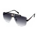 Luxxada Edelstahl Sonnenbrille Pilotenbrille Rechteckig Groß Oversize Schwarz