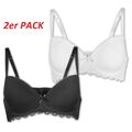 2er Pack Damen Unterwäsche Schalen Bügel BH Soft Push Up BH Schwarz & Weiss 