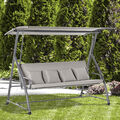 Outsunny 3-Sitzer Hollywoodschaukel  2-in-1 Gartenliege mit Sonnendach Stahl