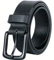 100% Vollrindleder Büffel 4 cm Breit - 4 mm Dick Herren Schwarz Gürtel Schnalle