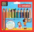 Buntstift, Wasserfarbe & Wachsmalkreide - STABILO woody 3 in 1 - 10er Pack mit