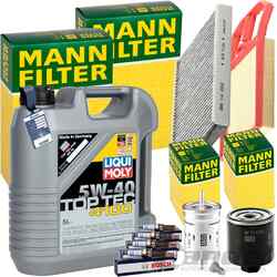 MANN INSPEKTIONSPAKET+5L LIQUI MOLY 5W-40 ÖL passend für VW POLO 6N BORA SKODA