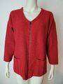 BOUCLE STRICKJACKE GR. L ROT 40% WOLLE STRICKWESTE JACKE DAMEN  2404003