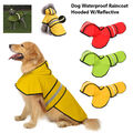 Hunde Regenmantel Regenjacke mit Kapuze Wasserdicht Reflektierend S-4XL