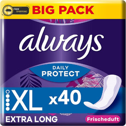 Always Dailies Protect Slipeinlagen Damen, Extra Long (40 Binden) Big Pack, Mit 