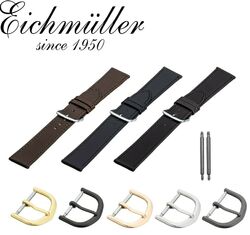 Armband Uhrenband Leder Schwarz / Dunkelbraun / Braun in 18/20 mm EichmüllerInkl. Federstege & Schließe nach Wahl! In 18 & 20 mm❗