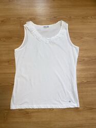 Damen T-Shirt Gr.42, Ärmellose Weiß Baumwolle WISSMACH Gebraucht
